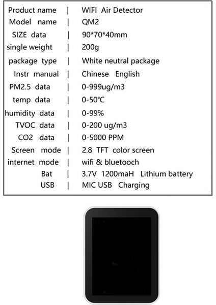 Tuya Wifi 7 In 1 Akıllı Hava Kalitesi Monitörü Co2 Metre Tvoc Hcho Pm2.5 Test Merkezi Co2 Sensör Formaldehit Dedektörü Beyaz (Yurt Dışından) modelleri