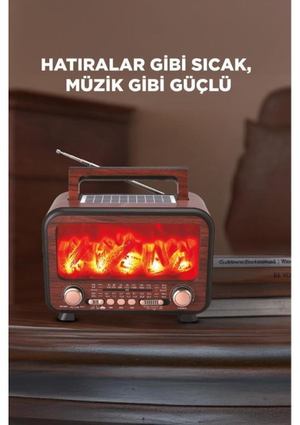 Nostalji Kablosuz Speaker Bluetooth Hoparlör Solar Panelli modelleri