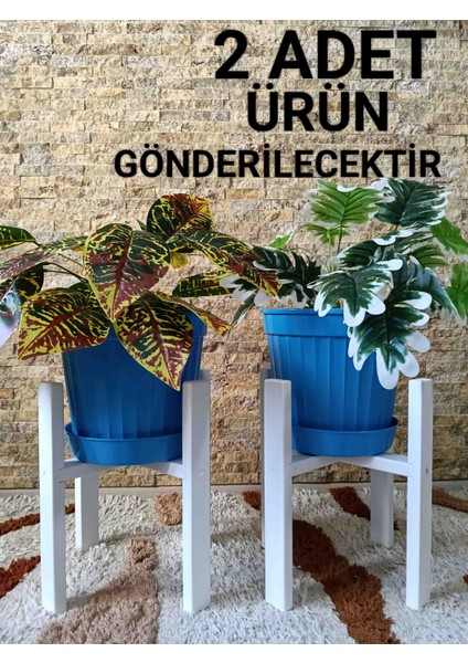 Ahşap Beyaz Saksı Standı Çiçeklik Stantı Saksılık Raf Saksı Altlığı