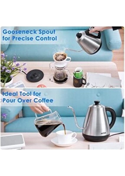 Gooseneck Drip Kettle Elektrikli Kahve Demleme Su Isıtıcı