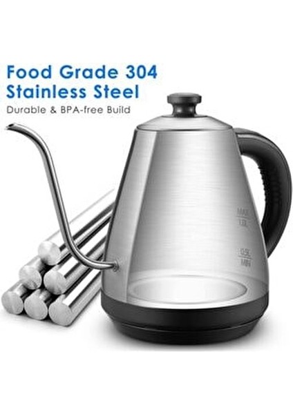 Gooseneck Drip Kettle Elektrikli Kahve Demleme Su Isıtıcı