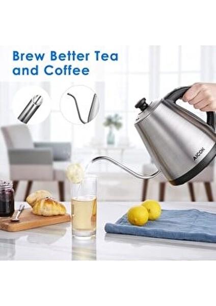Gooseneck Drip Kettle Elektrikli Kahve Demleme Su Isıtıcı