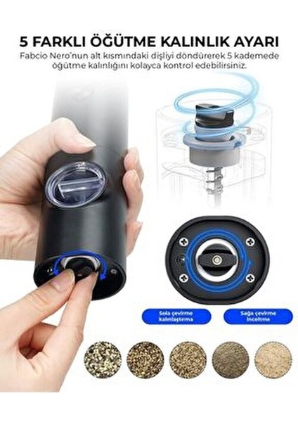 Nero Şarjlı Tuz ve Baharat Öğütücü