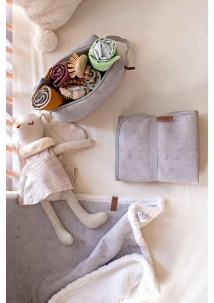 Fluffy Bebek Battaniyesi 80x100 Solid Gri Kundak Puset Çift Taraflı Koyun Tüyü Battaniye 100x80