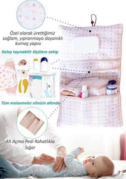 Anne Bebek Bakım Çantası Yenidoğan Alt Açma Değiştirme Düzenleyici Çantası Organizer Solid Bej