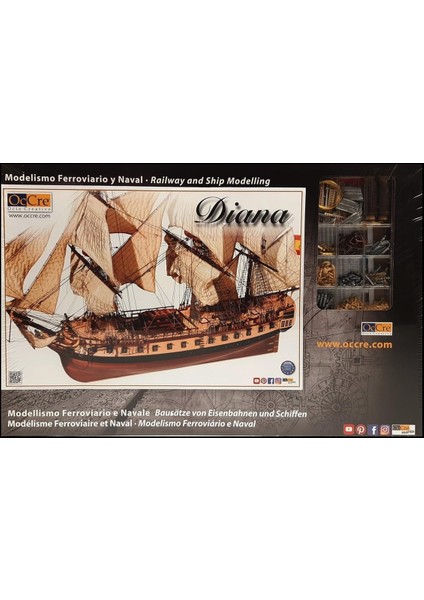 14001 1/85 Ölçek, Diana, 85 Cm. Yelkenli Ispanyol Firkateyni, Ahşap Model Kiti