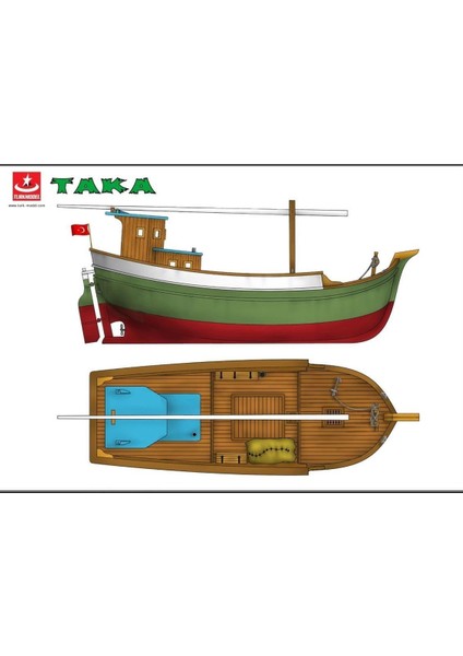 Türk Model 1/35 121 Taka Karadeniz Balıkçı Teknesi, 38 Cm. Ahşap Model Kiti