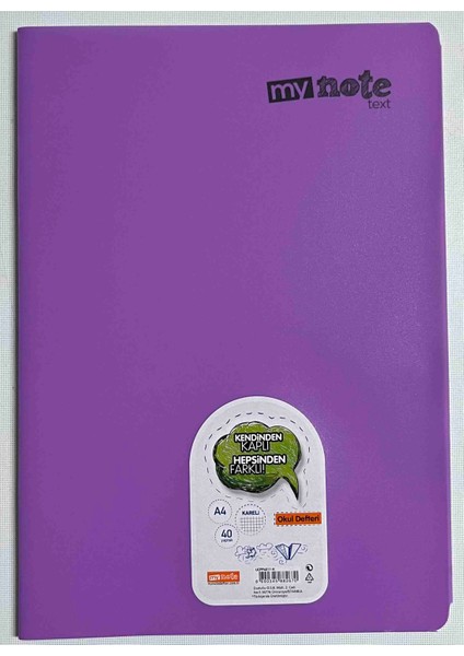 A4 40 Yaprak Kareli Pp Kapak Dikişli Defter Mor