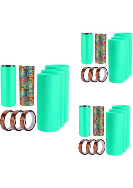 9 Set Süblimasyon Tumbler Silikon Bantlar 20 Oz Sıska Düz Boşluklar Için Kılıf Transfer Bantlı Basın Makinesi (Yurt Dışından)
