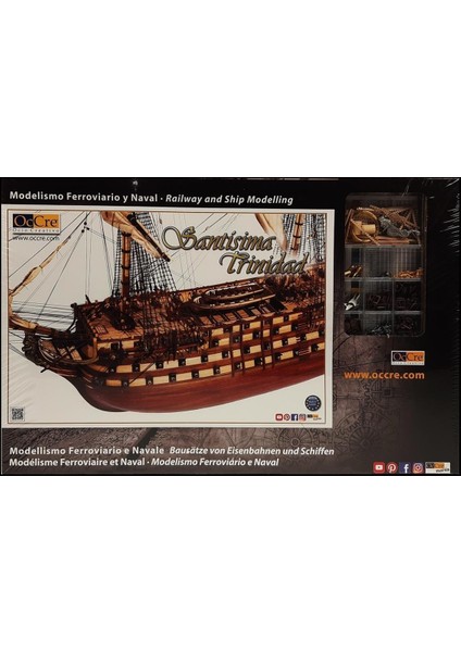 15800 1/90 Ölçek, Santisima Trinidad, 106 Cm. Yelkenli Ispanyol Savaş Gemisi, Ahşap Model Kiti