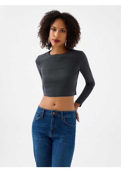 Slim Crop Fit Kadın Bluz U.kol