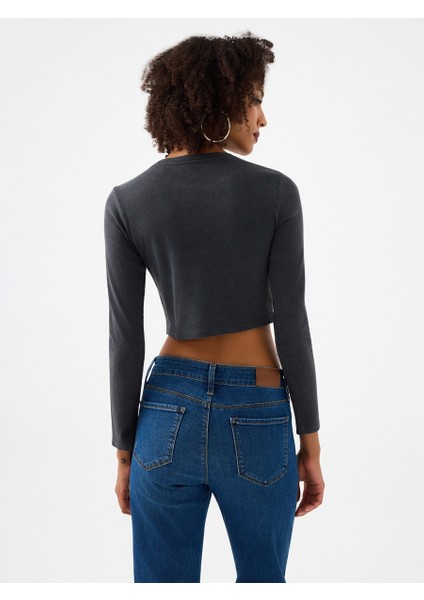 Slim Crop Fit Kadın Bluz U.kol modelleri