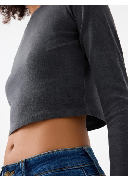 Slim Crop Fit Kadın Bluz U.kol indirimleri