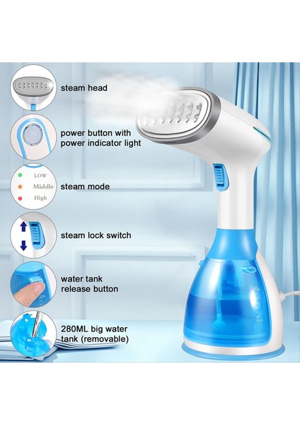 Giysiler Için Vapur 1100W Handheld Giyim Buharlayıcı Taşınabilir Seyahat Giyim Kumaş Vapur 280ML Tanklı Abd Fiş (Yurt Dışından) fiyatları