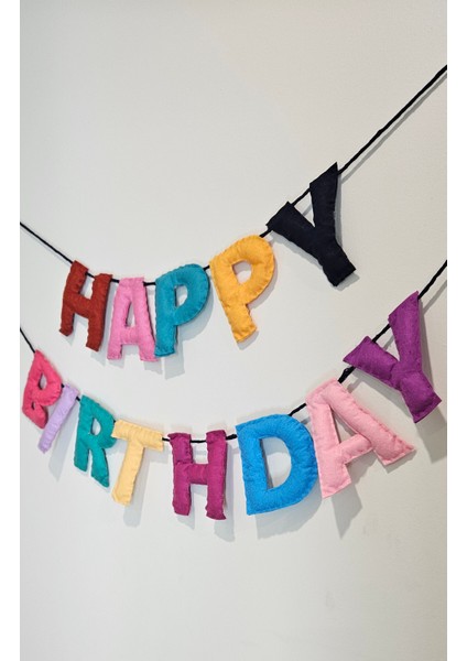 Renkli Keçelerden Happy Birthday Yazılı Doğum Günü, Parti Süsü 1 modelleri