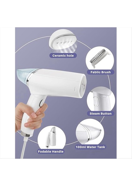 Giysiler Için Taşınabilir Buharlayıcı El Tipi Buharlı Katlanabilir Buhar Demir Hızlı Kumaş Sökücü 1000W Güçlü Güç Us Fişi (Yurt Dışından)