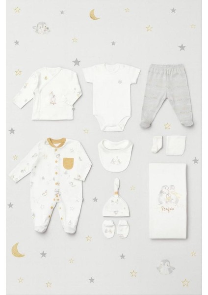 %100 Pamuk Penguen Desenli 10 Lu Hastane Çıkış Seti BİOR.EKR.63238