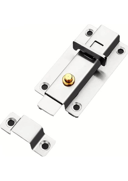 Açma Kapama Butonlu Paslanmaz Çelik Sürgülü Kapı Pencere Kilit - Emniyet Kilidi 95 x 43 x 20 mm