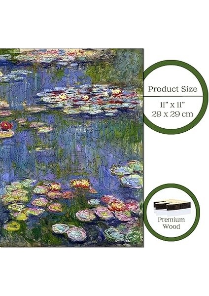 - Ahşap Puzzle Yetişkinler Için - Claude Monet Nilüferler Benzersiz Parçalı Puzzle - 353 Parça Ahşap Yapboz - Yapıştırıcı Folyo Dahil - Dekoratif Ahşap Puzzle - 29X29 cm - S1-28 indirimleri