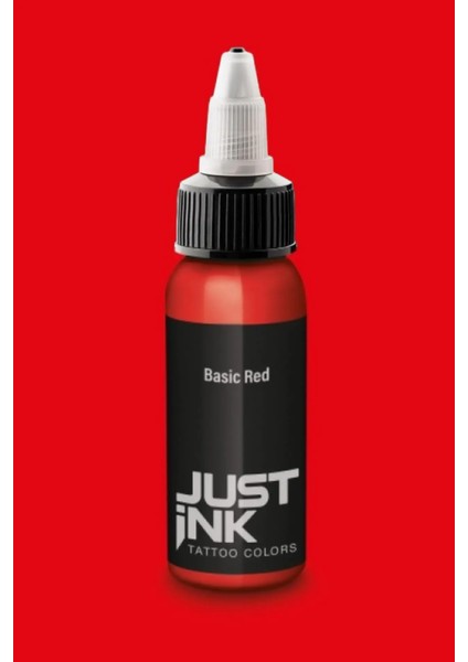 Just Ink Basic Red Dövme Boyası – Yoğun Kırmızı, Kalıcı ve Profesyonel - 30 ml