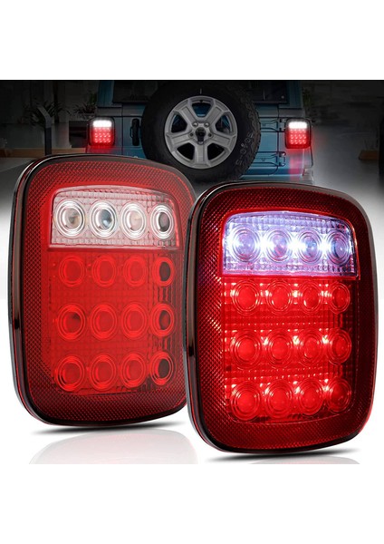 Evrensel 16 LED Durdurma Kuyruk Dönüş Sinyali Yedekleme Geri Vites Freni Kırmızı/beyaz Wrangler Yj Tj Jk Cj Kamyon Römork Tekne Rv Için (Yurt Dışından) fiyatları