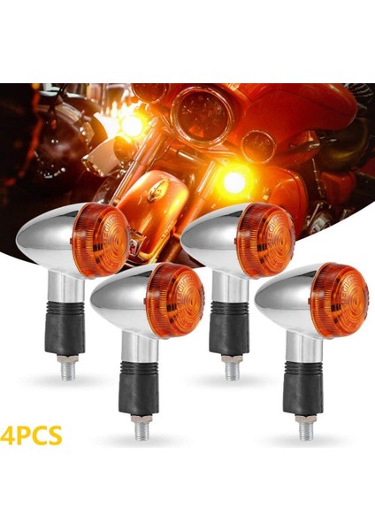 Motosiklet Dönüş Sinyalleri Krom Mermi Ön Arka Işıklar Honda Kawasaki Suzuki Yamaha Bobber Chopper (4 Adet) (Yurt Dışından) fiyatları