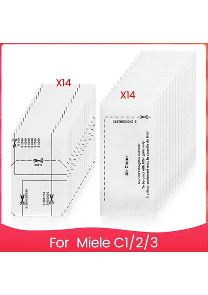 Maggiei Miele Complete C1/2/3 Için 14 Parça Motor Koruma Filtresi ve 14 Parça Elektrikli Süpürge Filtre Seti, Yedek Parçalar (Yurt Dışından)