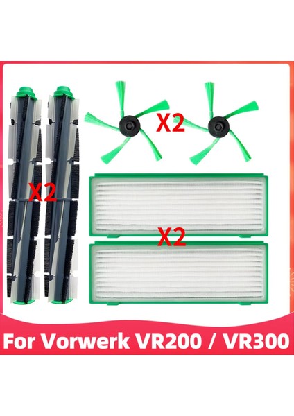 Maggiei Vorwerk Kobold VR200 VR300 Elektrikli Süpürge Aksesuarları Için 6 Adet Silindir Yan Fırça Hepa Filtre Ultra Dayanıklı Aksesuarlar (Yurt Dışından)