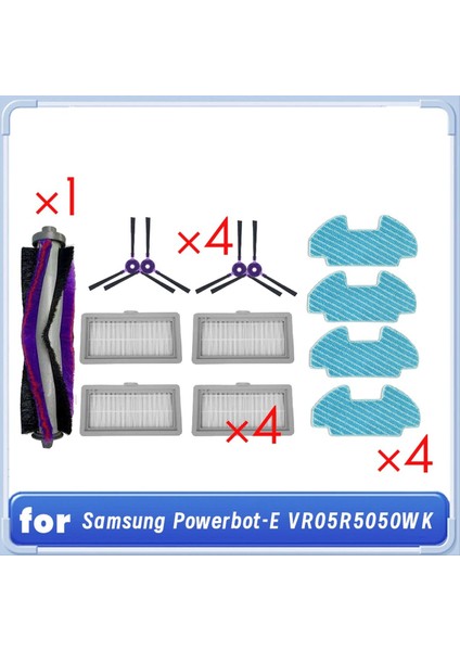Maggiei Samsung Powerbot-E VR05R5050WK Için 13 Adet Otomatik Boşaltma Robot Süpürge Silindiri Yan Fırça Hepa Filtre Paspas Pedi (Yurt Dışından)