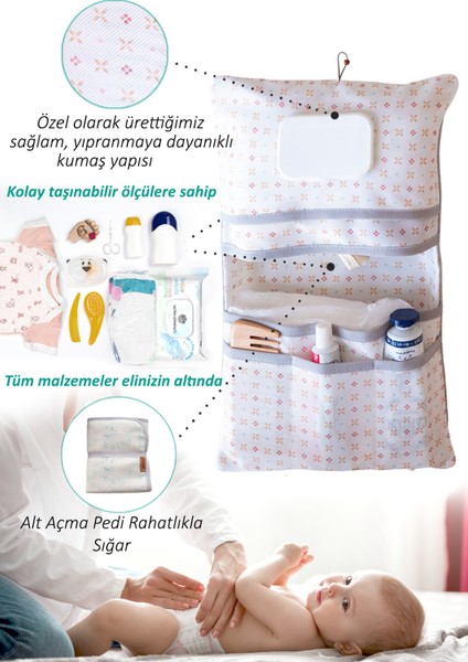 Anne Bebek Bakım Çantası Yenidoğan Alt Açma Değiştirme Düzenleyici Çantası Organizer Solid Ç.Yeşili