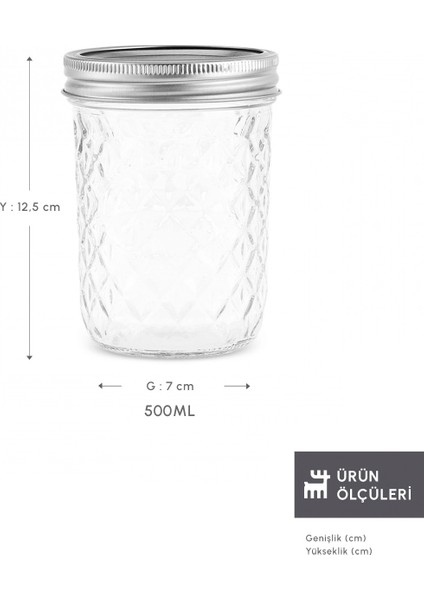 x Refika Boyunsuz Baklava Desen Kavanoz 500 Ml