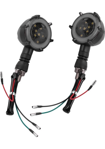 2 Adet Motosiklet Dönüş Sinyali Modifiye LED Iki Renkli Dairesel Flama Dönüş Sinyali Göstergesi Gündüz Farları ile (Yurt Dışından)