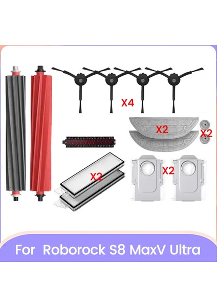 Roborock S8 Maxv Ultra Elektrikli Süpürge Aksesuarları Yedek Parçaları Için 14 Parça Fırça Paspas Bezi Toz Torbası ve Filtre Seti (Yurt Dışından)