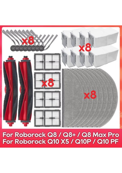 Roborock Q10 X5/ Q10 X5+/Q10P/Q10P+/Q10 PF/Q10 Pf+/q8+/ Q8 Max Pro/plus Parçaları Ana Yan Fırça Filtresi Paspas Torbaları (Yurt Dışından) fırsatları