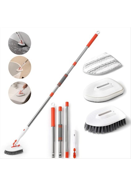 2'si 1 Arada Küvet Fayans Fırçası Temizleme Fırçası 180° Ayarlanabilir Teleskopik Çubuk Sert Kıllar Ovma Pedleri Temizleme Araçları (Yurt Dışından)