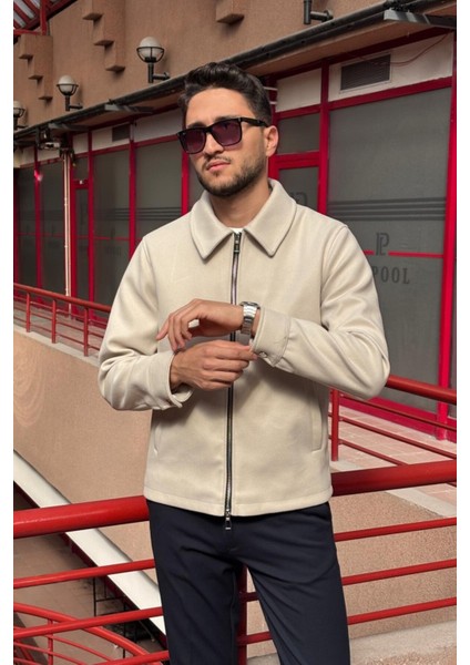 Erkek, Standart-Fit, Fermuar Detaylı, Gömlek Yaka, Kaşe Ceket 626 fırsatları