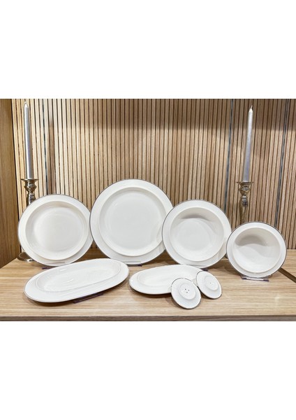 Rise 28 Parça Bone Porselen Yemek Takımı Platin 13PLT01