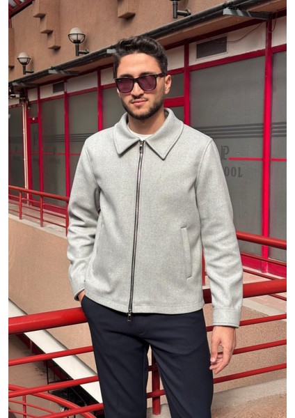 Erkek, Standart-Fit, Fermuar Detaylı, Gömlek Yaka, Kaşe Ceket 626 fırsatları