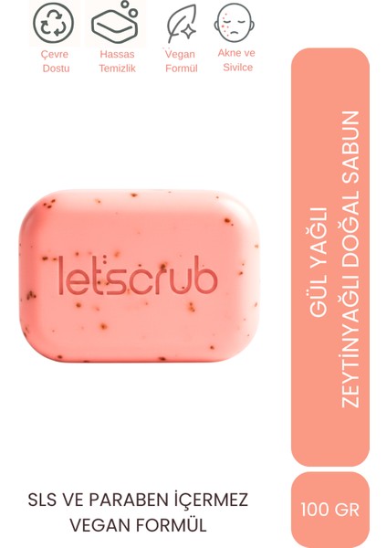 Zeytinyağlı Doğal Gül Yağı Sabunu Canlandırıcı ve Onarıcı 100gr Tüm Cilt Tipleri Için