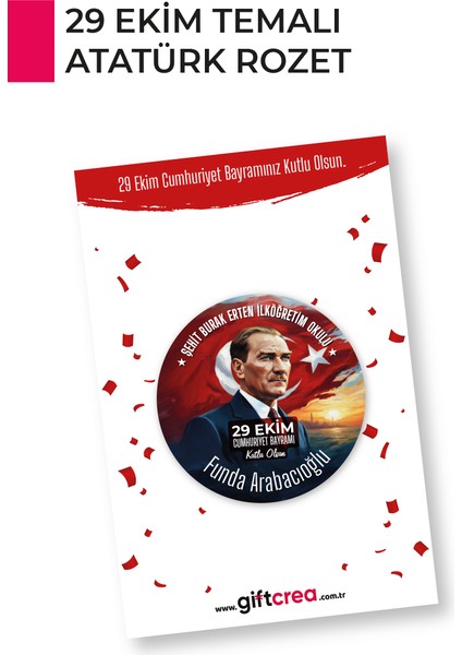 29 Ekim Atatürk Temalı Rozet | Cumhuriyet Bayramı Yaka, Göğüs ve Çanta Aksesuarı indirimleri