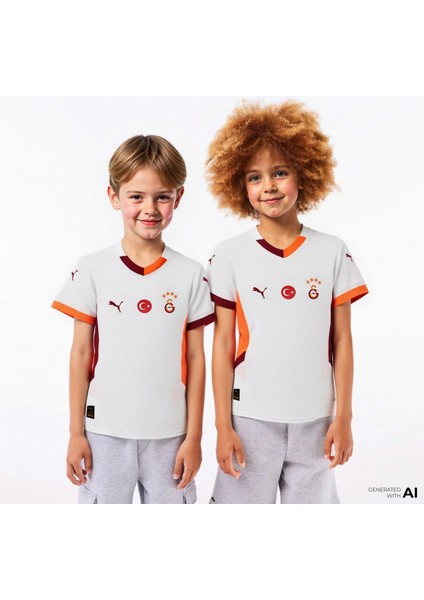 779660-02 Galatasaray 24/25 Çocuk Unisex Deplasman Forması Beyaz