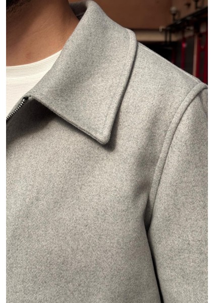 Erkek, Standart-Fit, Fermuar Detaylı, Gömlek Yaka, Kaşe Ceket 626