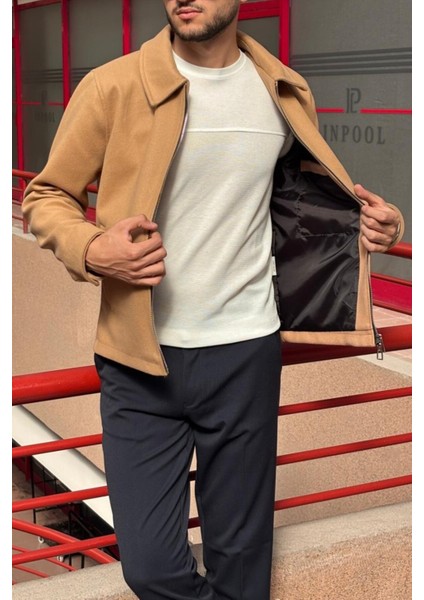 Erkek, Standart-Fit, Fermuar Detaylı, Gömlek Yaka, Kaşe Ceket 626 fırsatları