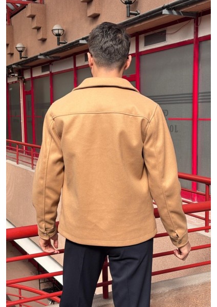 Erkek, Standart-Fit, Fermuar Detaylı, Gömlek Yaka, Kaşe Ceket 626