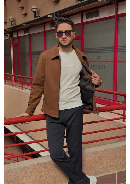 Erkek, Standart-Fit, Fermuar Detaylı, Gömlek Yaka, Kaşe Ceket 626 fırsatları