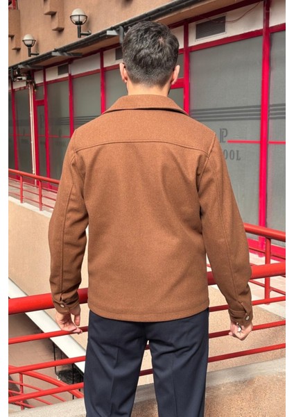 Erkek, Standart-Fit, Fermuar Detaylı, Gömlek Yaka, Kaşe Ceket 626