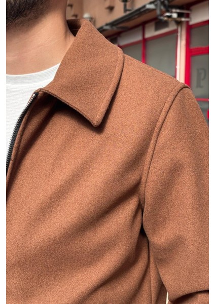 Erkek, Standart-Fit, Fermuar Detaylı, Gömlek Yaka, Kaşe Ceket 626