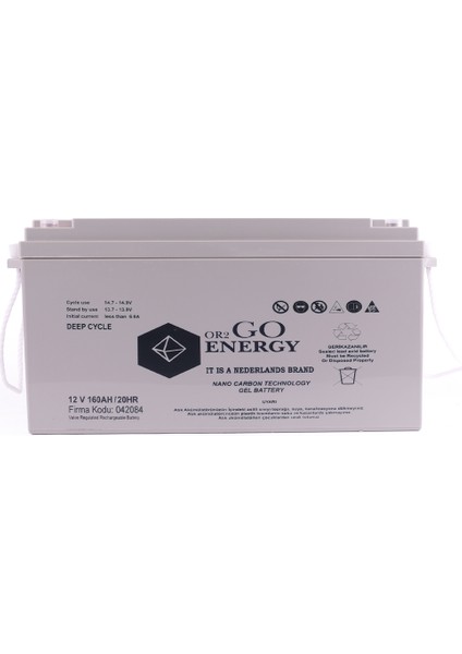 OR2GO Energy 12V 160Ah Jel Akü OV Serisi Uzun Ömürlü fiyatları