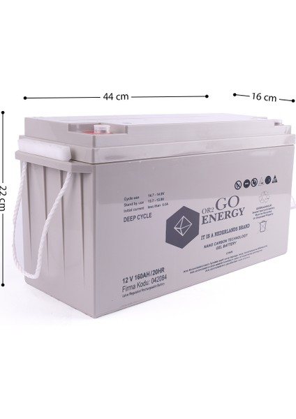 OR2GO Energy 12V 160Ah Jel Akü OV Serisi Uzun Ömürlü indirimleri