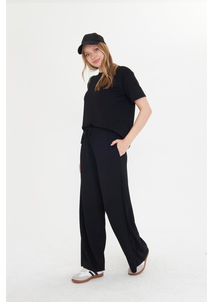 Siyah Kadın Modal Kumaş Kısa Kolu Eşofman Takımı fiyatları